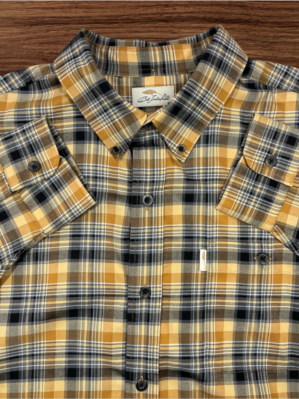 Bob Timberlake Caramel & Navy Plaid Long Sleeve Button Down Shirt. 2XL